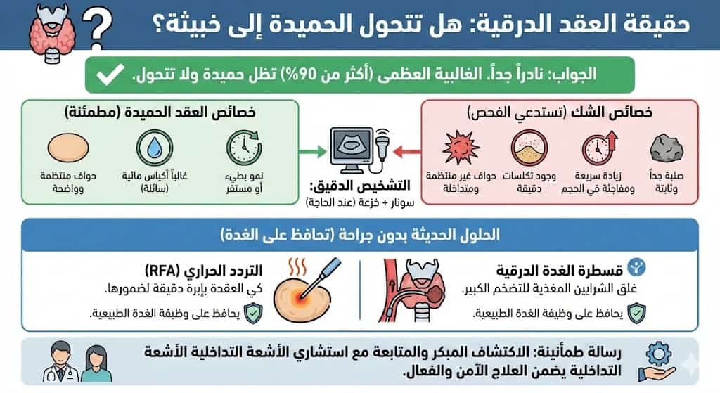 هل تتحول العقد الحميدة الى خبيثة في الغدة الدرقية